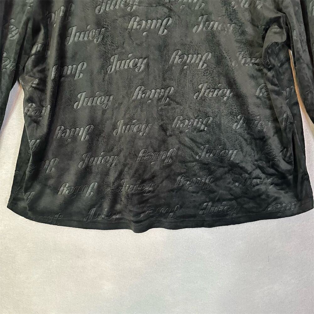 Juicy Couture Velour Pajama Top Women Size L Black Long Sleeve Cozy Soft Y2K - Picture 9 of 13
